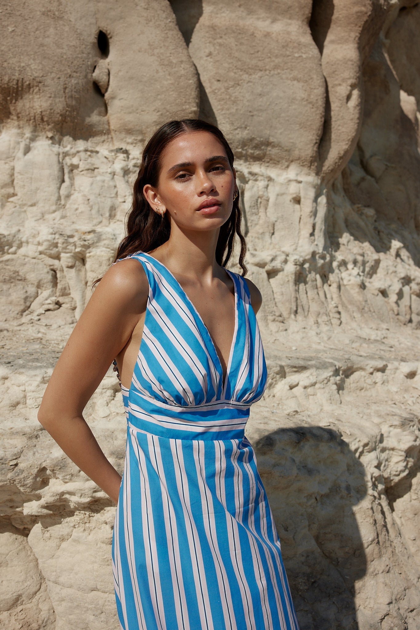 BETTY DRESS - OCEAN DEPTHS / SEASHELL STRIPE