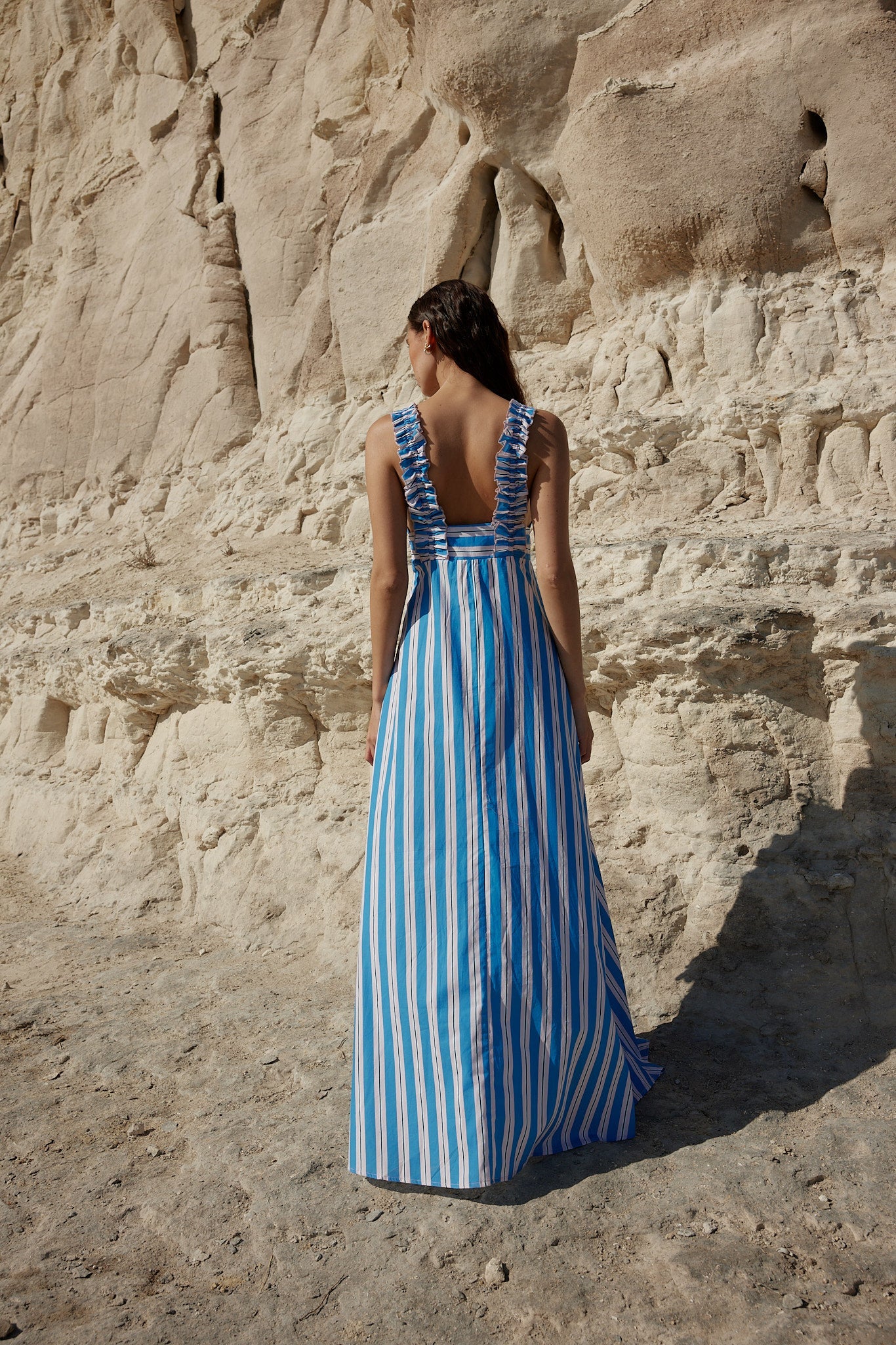 BETTY DRESS - OCEAN DEPTHS / SEASHELL STRIPE