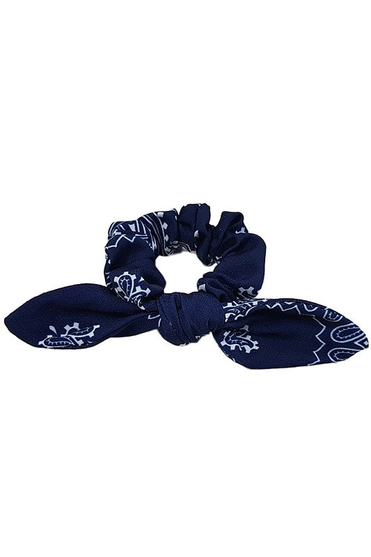 PAISLEY BANDANA HAIR TIE - NAVY