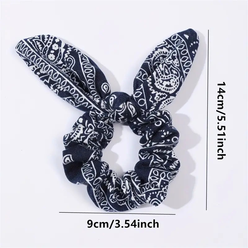 PAISLEY BANDANA HAIR TIE - NAVY