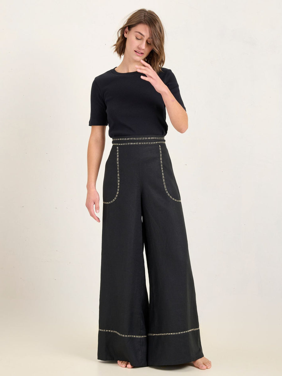 LINEAR PALAZZO PANT - ONYX