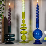 Spiral Taper Candle - Navy