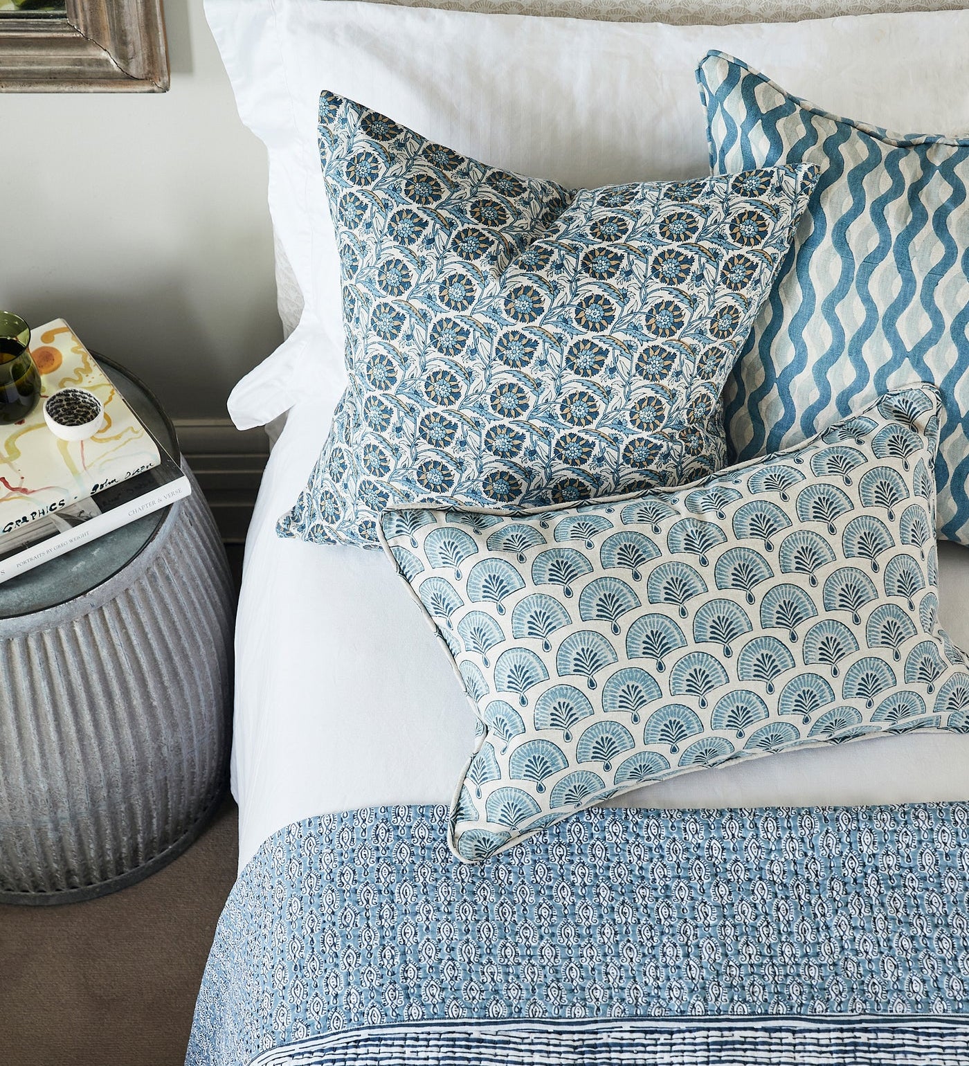 Istanbul Fresh Azure Linen Cushion - 50cm