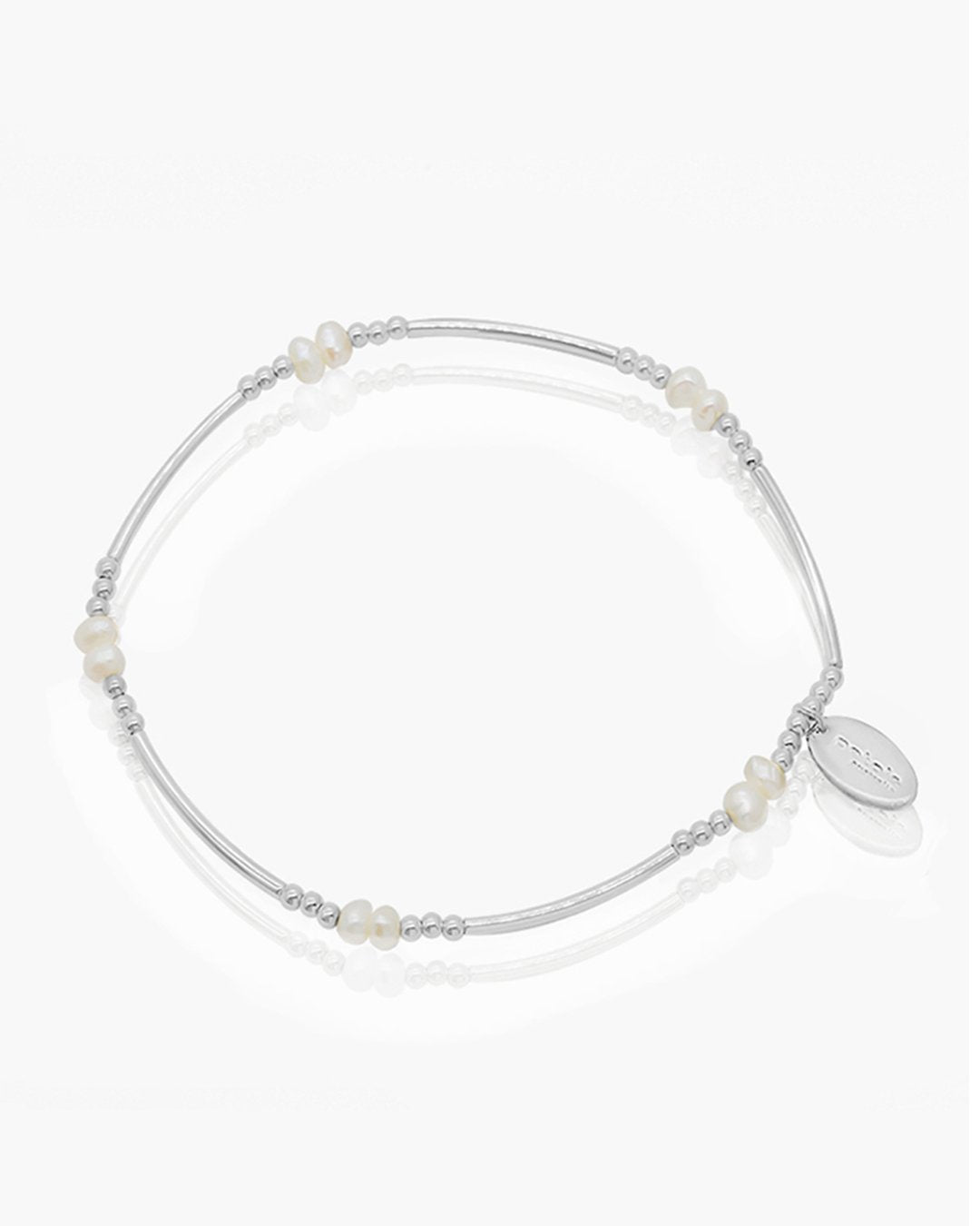 2 PEARL STRETCH BRACELET - SILVER