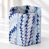 Blue Marbled Paper Waste Basket