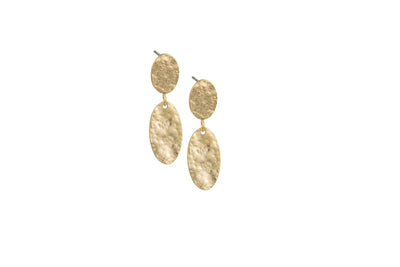 GOLD DOUBLE OVAL DISC EARRING