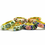Green Oriental Flower Hoops
