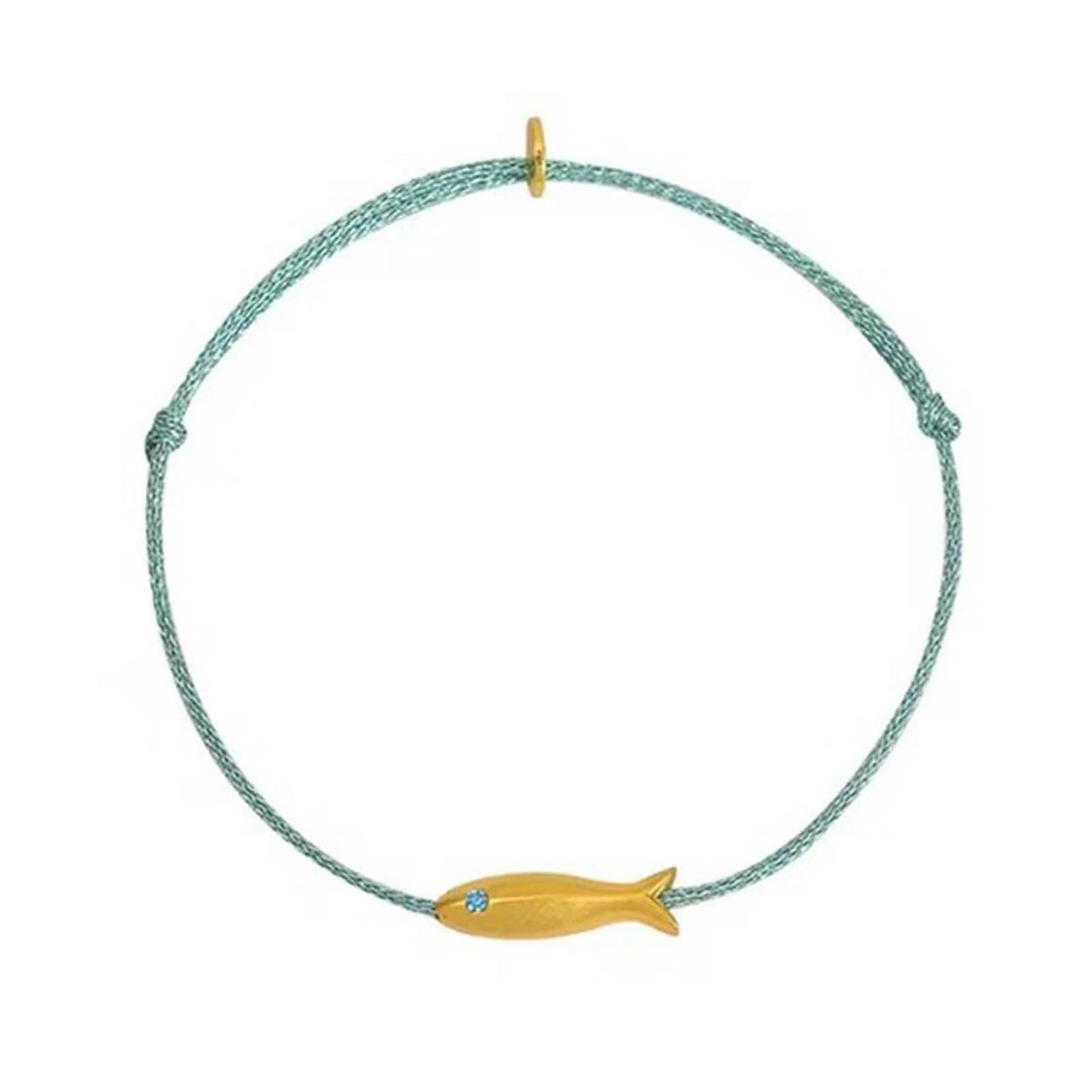 VINTAGE SILK THREAD FISH BRACELET / ANKLET - BLUE