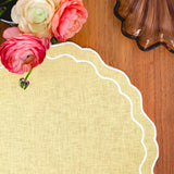 Linen Scalloped Edged Placemats - Buttermilk Yellow Set of 4