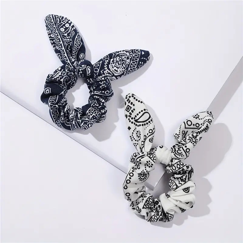 PAISLEY BANDANA HAIR TIE - NAVY