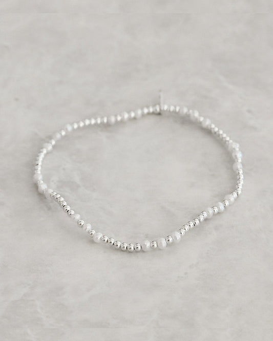 MINI BEADED BRACELET  WITH 3 PEARL - SILVER