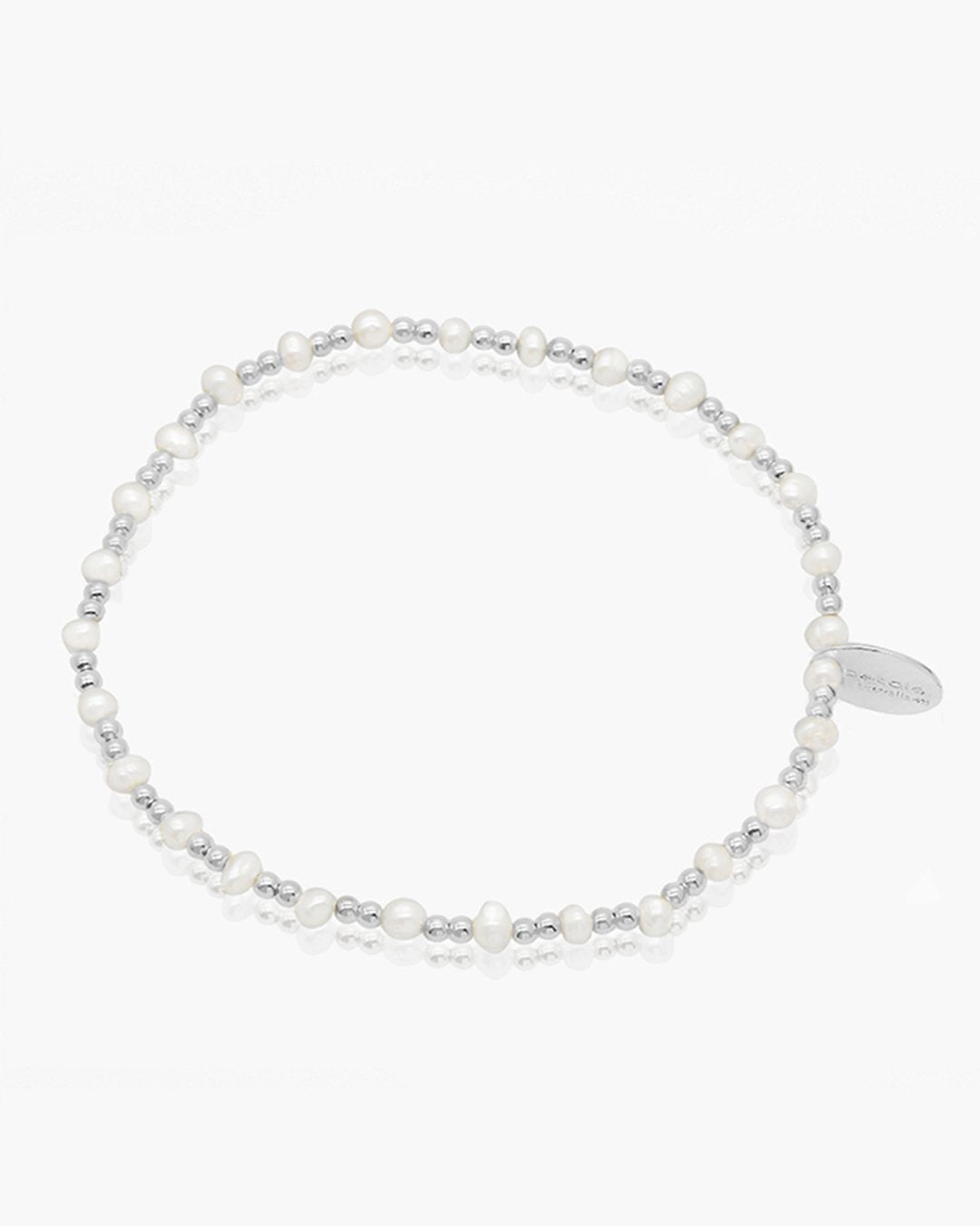 MULTI PEARL STRETCH BRACELET - SILVER