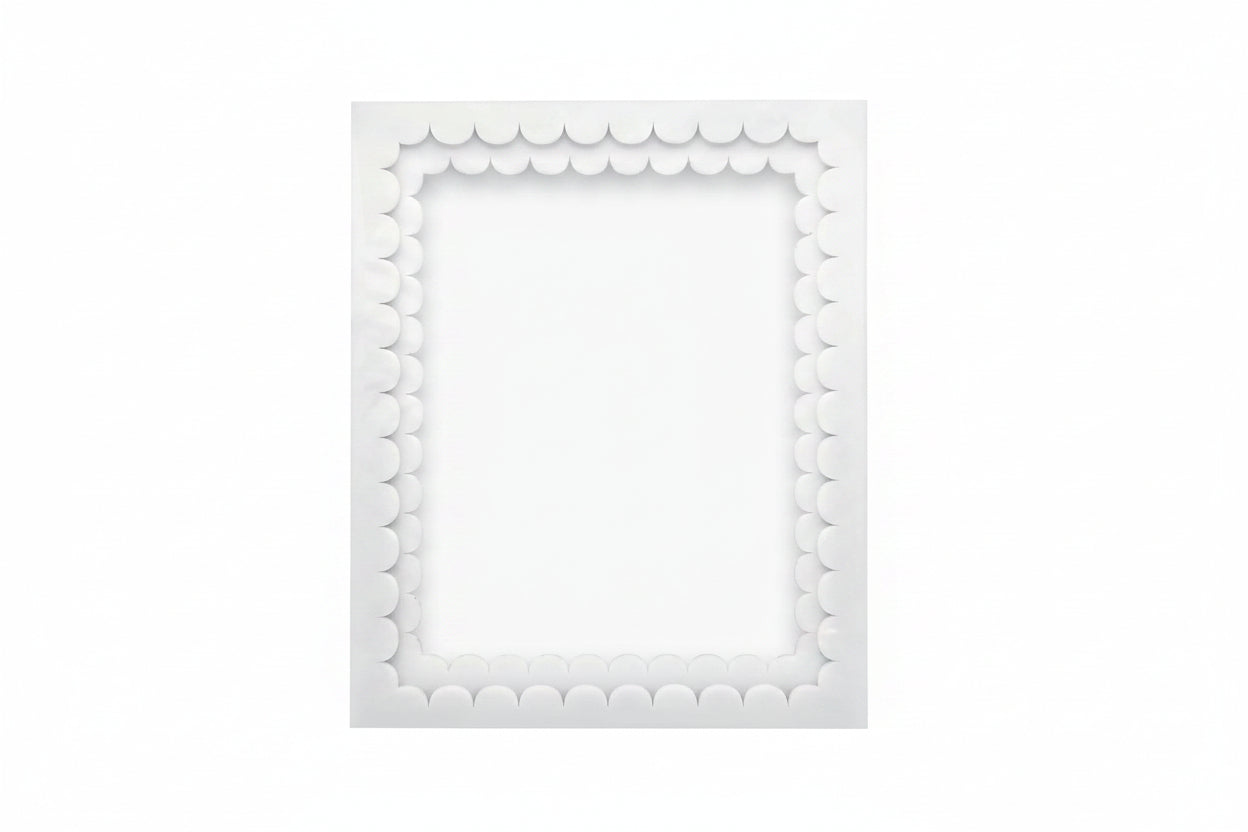 White Acrylic Double Scallop 8x10 Photo Frame