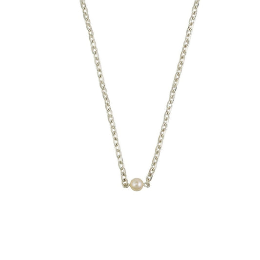 SILVER PEARL BALL NECKLACE