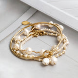 Gold - White Potato Pearl Bracelet