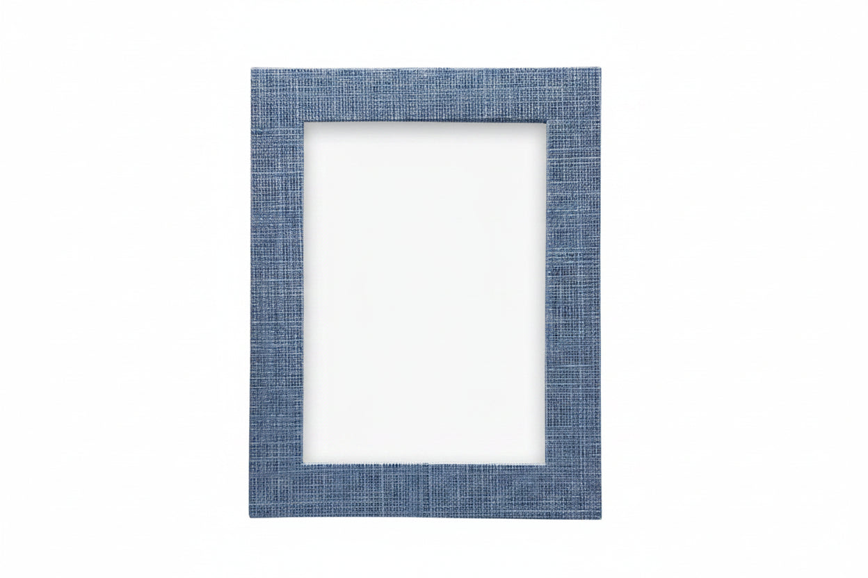 Grasscloth Heather Blue Faux 5x7 Photo Frame