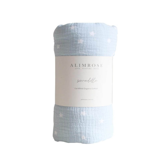 MUSLIN SWADDLE STARRY NIGHT - BABY BLUE