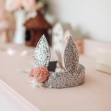 Sequin Bunny Crown - Silver