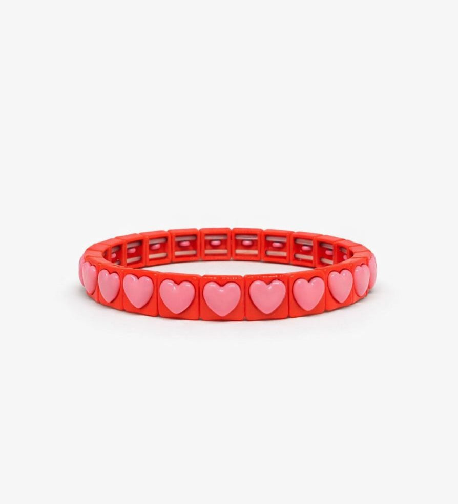 Red Heart Tile Bracelet