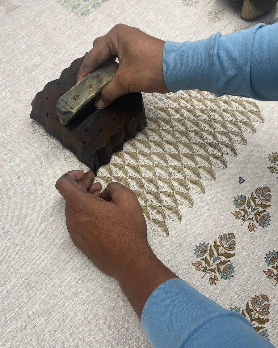 Block-printed by hand