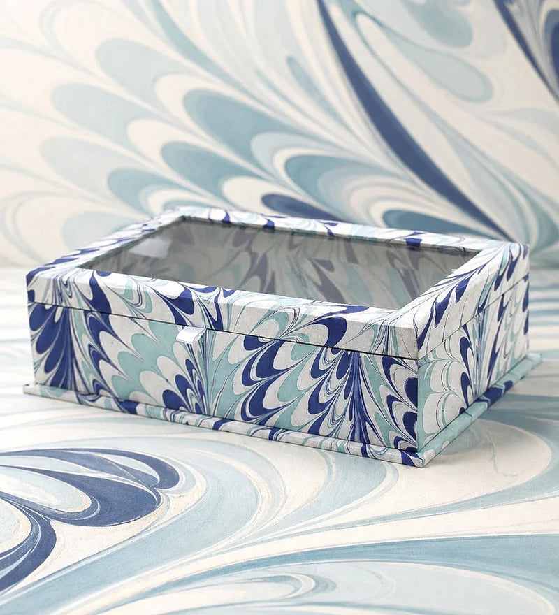 Blue Marbled Glass Top Box