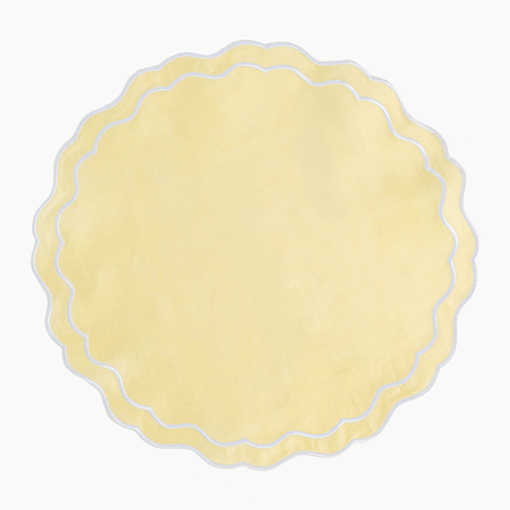Linen Scalloped Edged Placemats - Buttermilk Yellow Set of 4