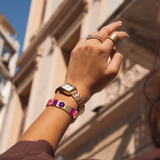 Purple Flower Candy Tile Bracelet