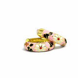 Pink Oriental Flower Hoops