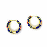Blue Oriental Flower Hoops
