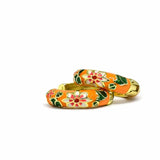 Orange Oriental Flower Hoops
