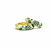 Green Oriental Flower Hoops