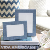Grasscloth Heather Blue Faux 5x7 Photo Frame