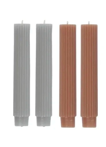 RIBBED S/4 CANDLE DARK TONE - 15CM