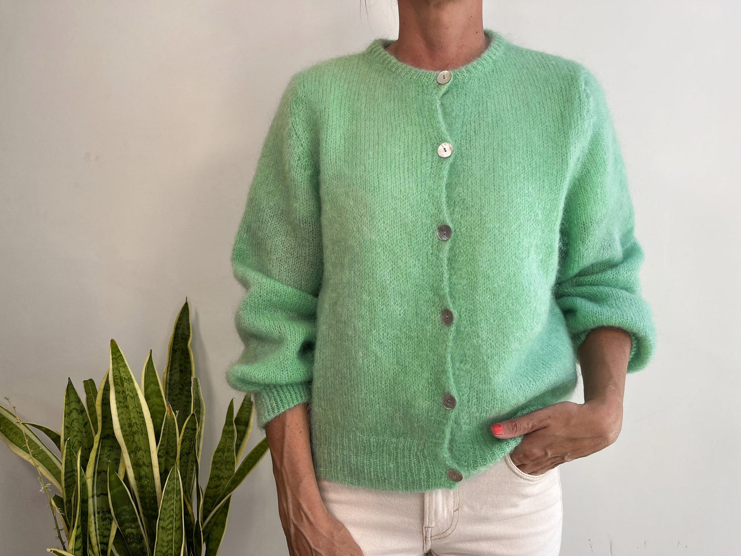 MOHAIR BUTTON CARDIGAN