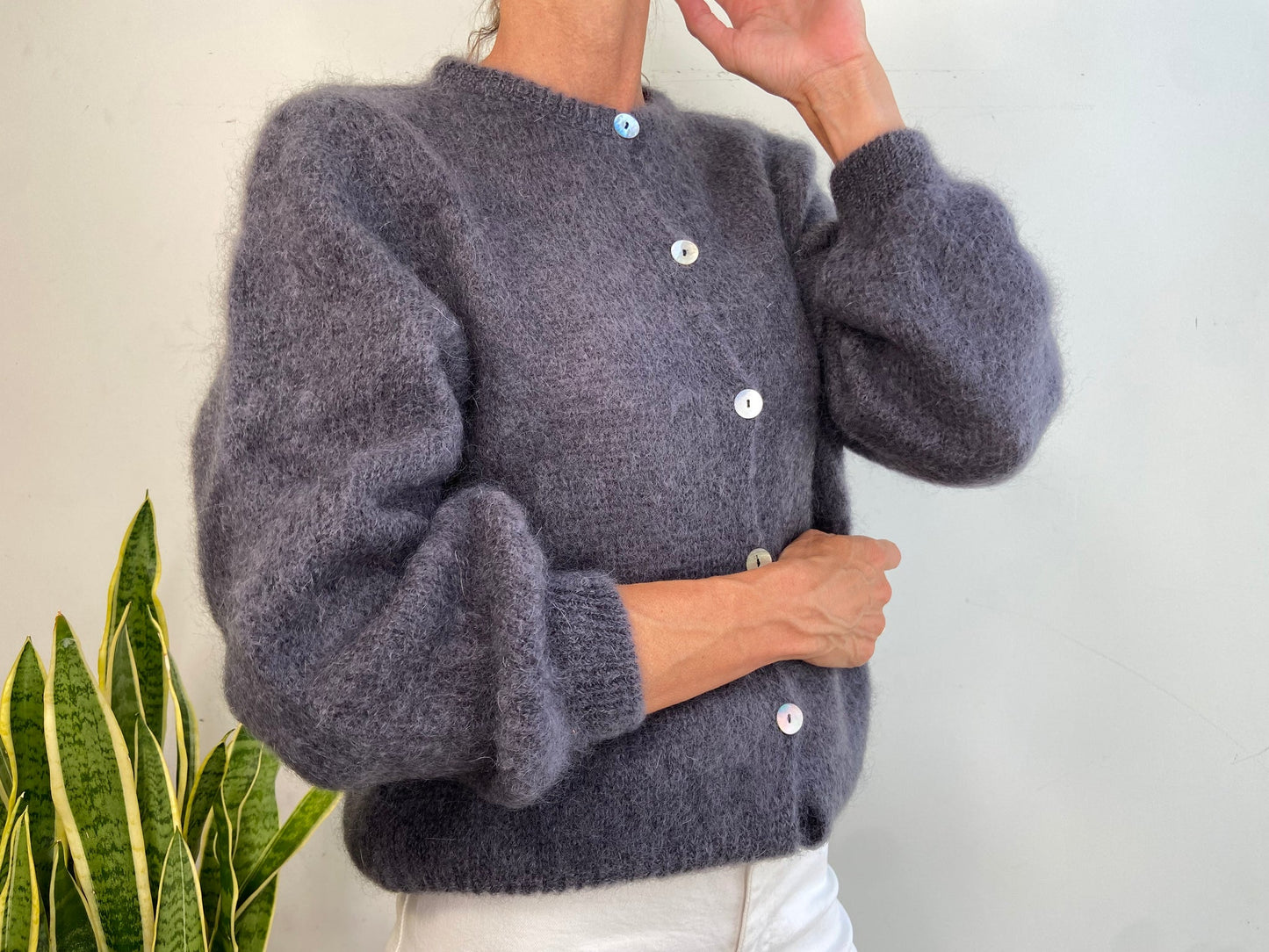 MOHAIR BUTTON CARDIGAN