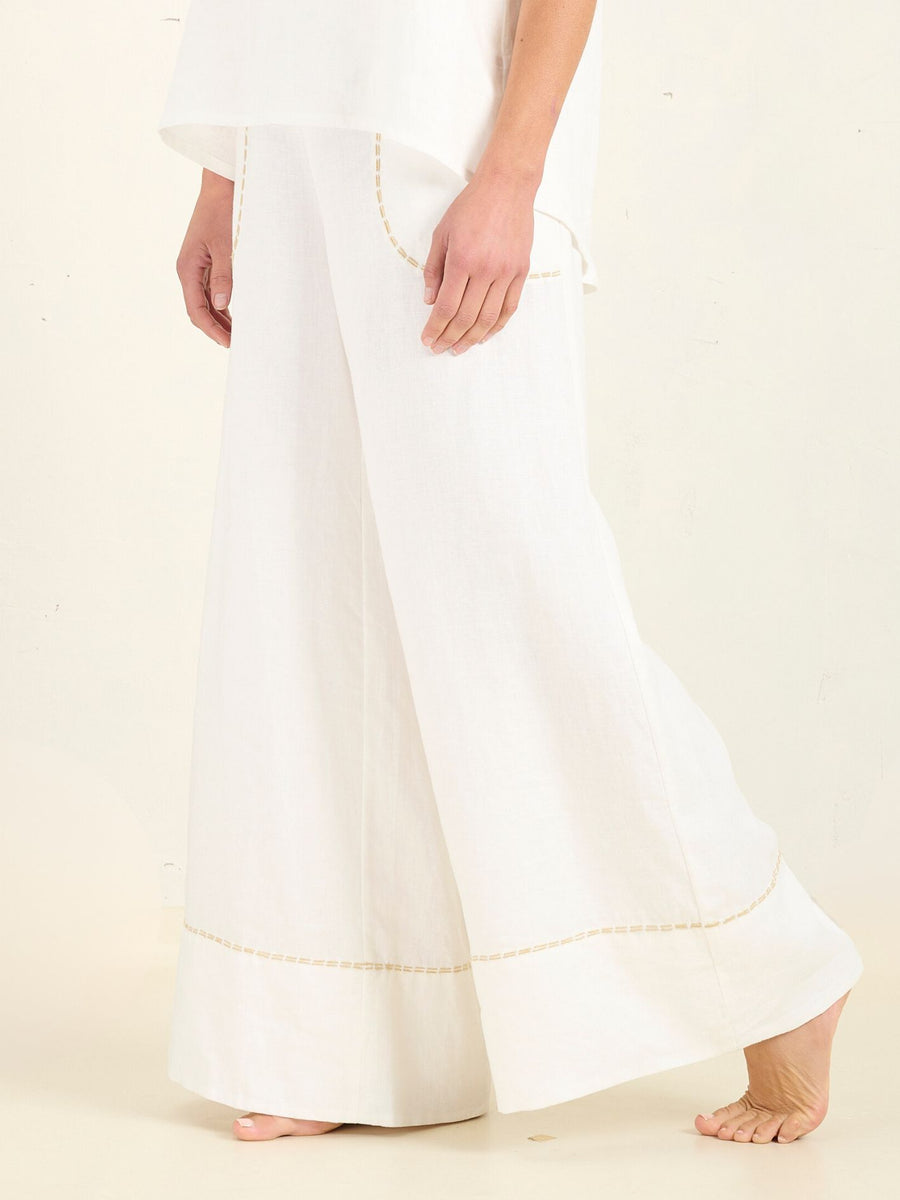 LINEAR PALAZZO PANT - IVORY