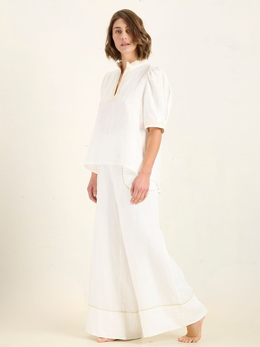 LINEAR PALAZZO PANT - IVORY