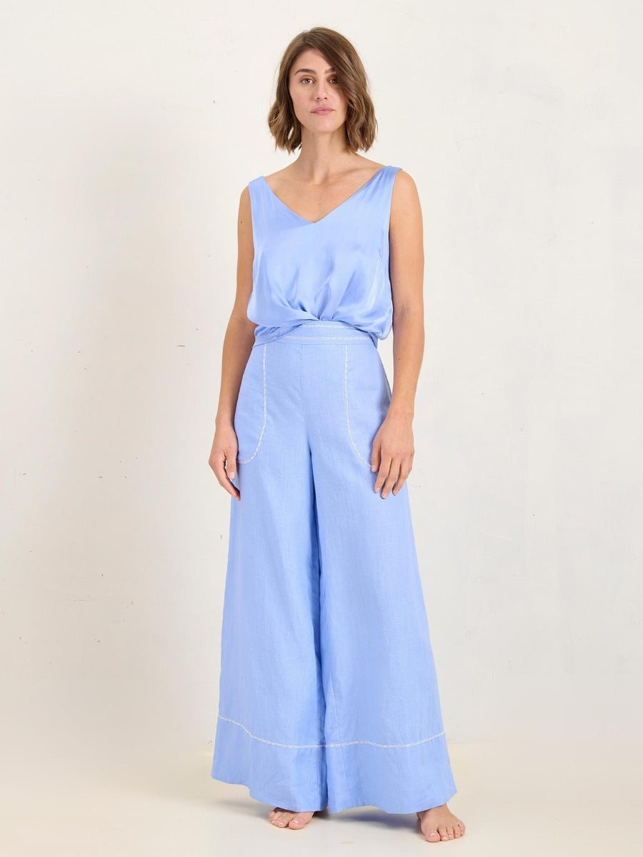 LINEAR PALAZZO PANT - VINKA BLUE