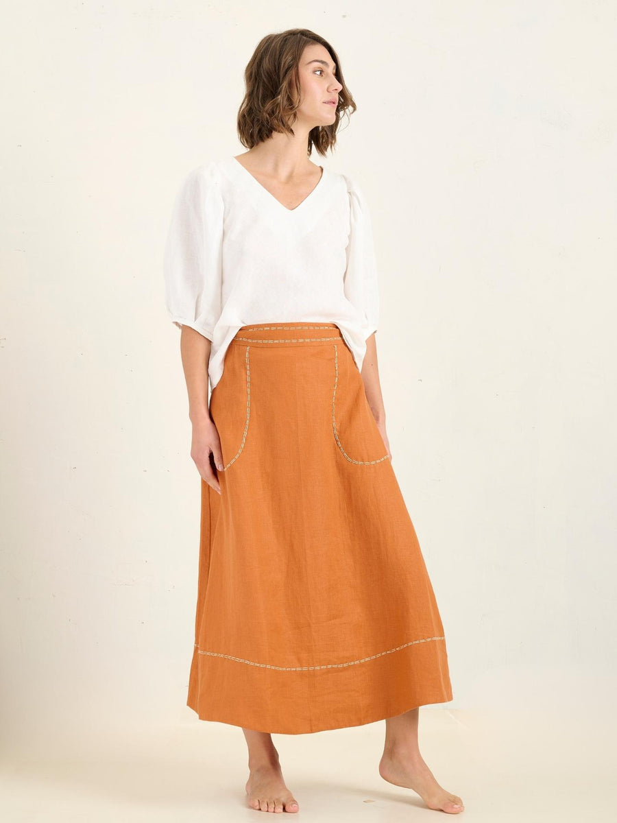 LINEAR PALAZZO SKIRT - RUSSET