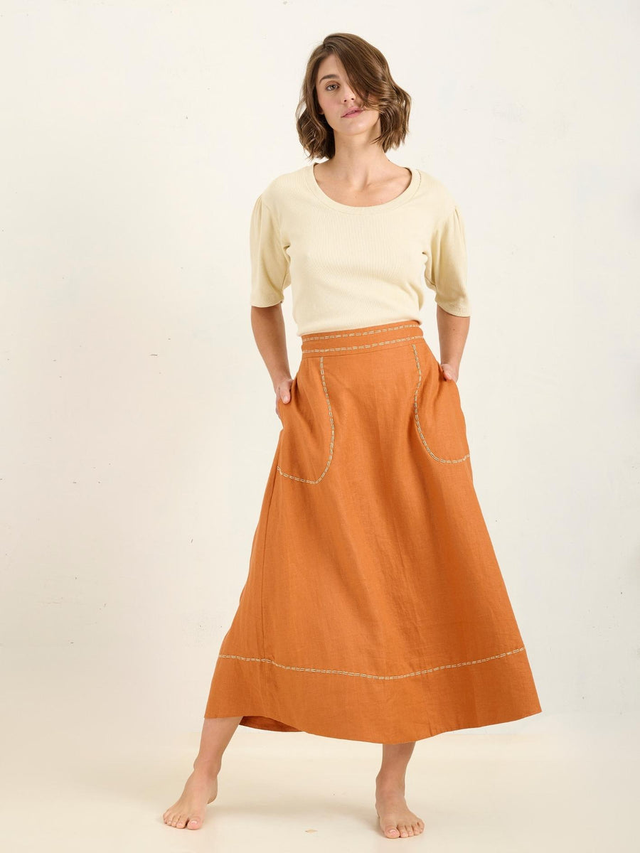 LINEAR PALAZZO SKIRT - RUSSET