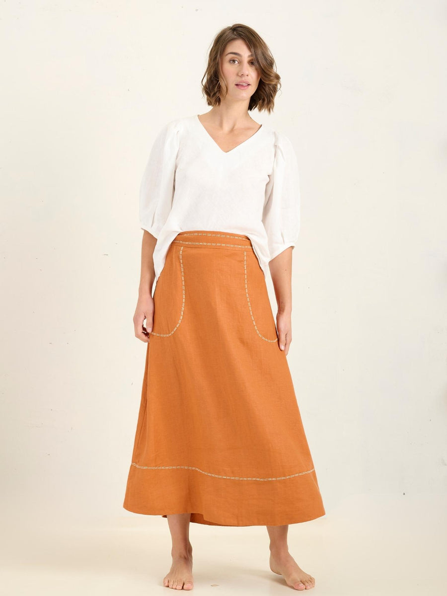 LINEAR PALAZZO SKIRT - RUSSET