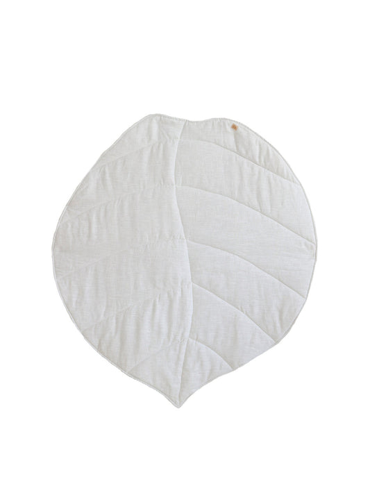 WHITE AND GREY LINEN LEAF MAT