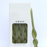 Twisted Taper Candle - Leaf Green