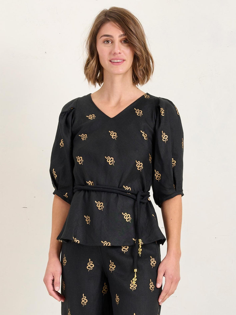 MEDUSA BALLOON SLEEVE TOP - ONYX