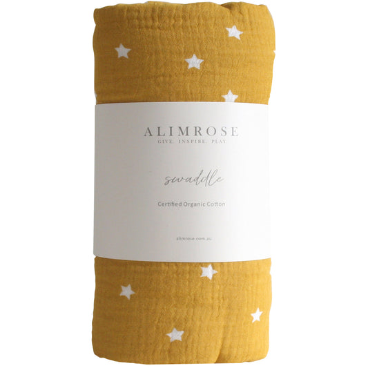 MUSLIN SWADDLE STARRY NIGHT - BUTTERSCOTCH