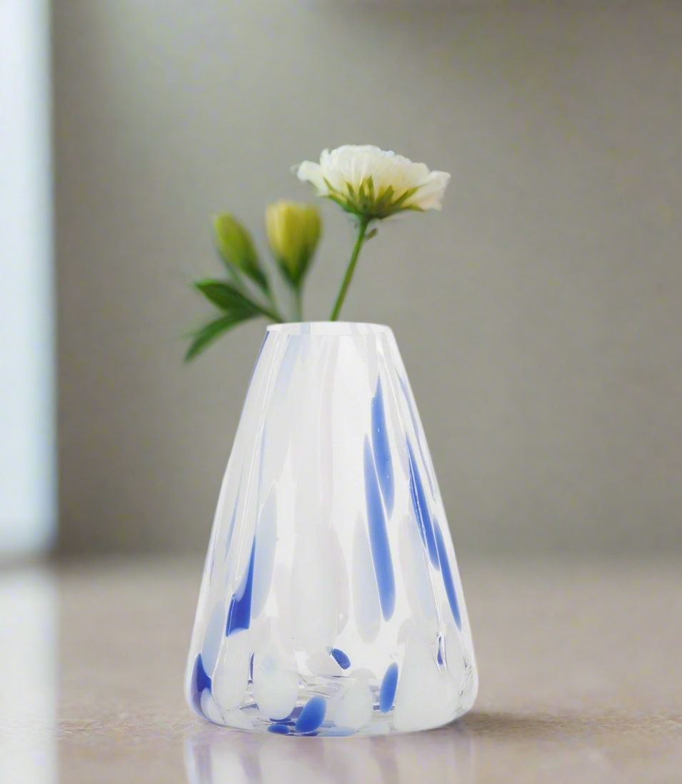 CARNIVALE GLASS VASE - BLUE WHITE