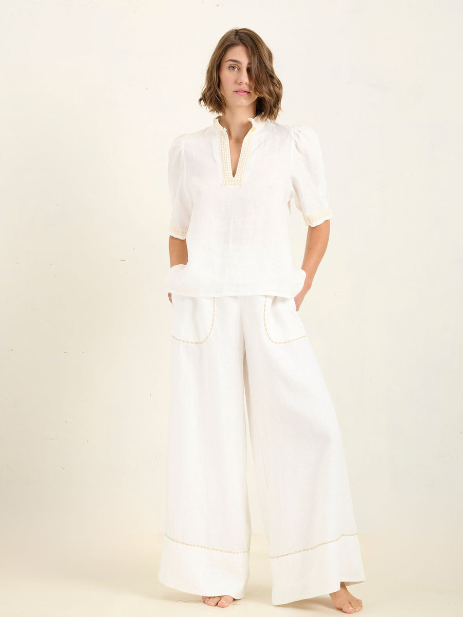 LINEAR PALAZZO PANT - IVORY