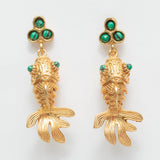 Vintage Fish Earring - Malachite