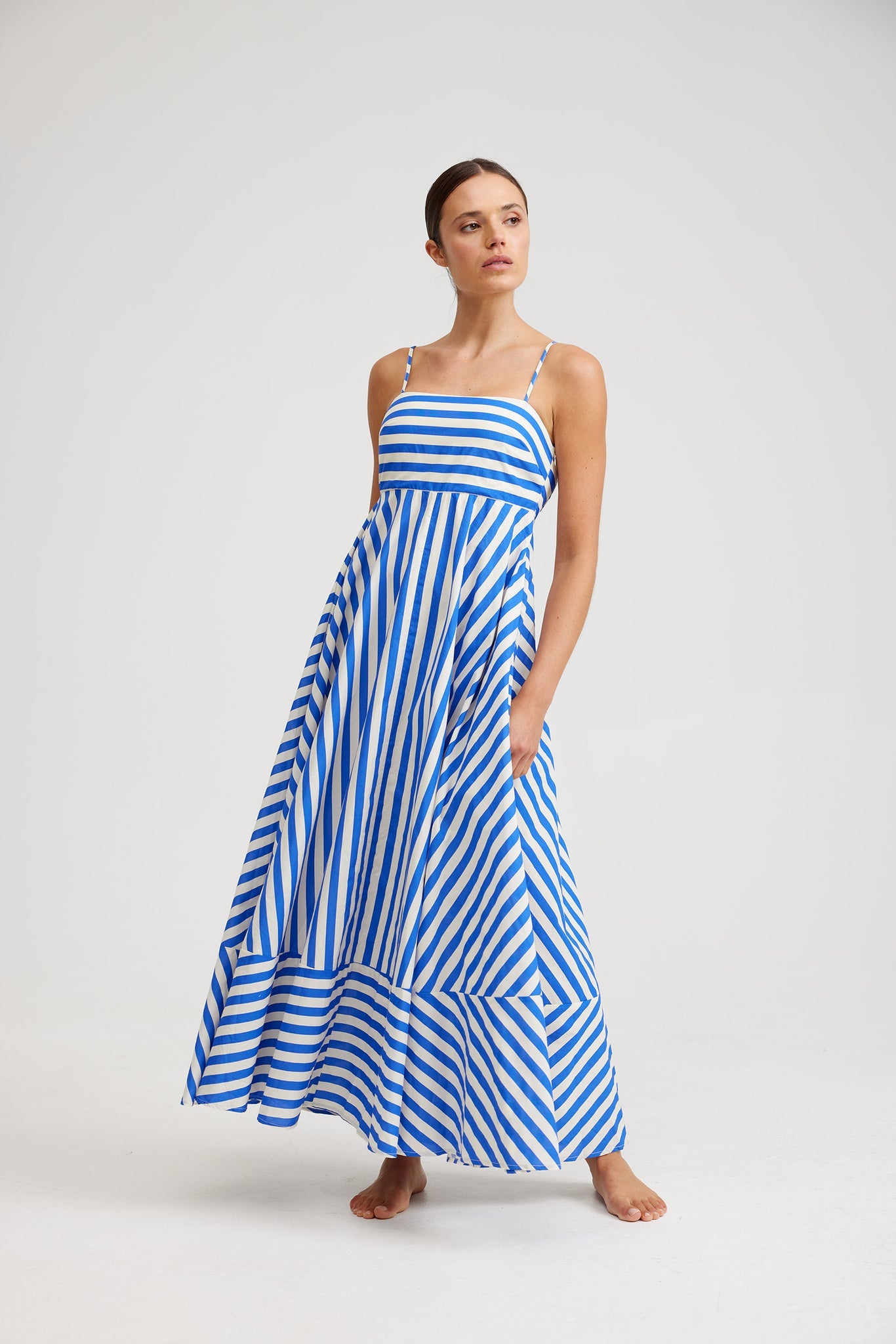 RUE DRESS - SAPPHIRE / MILK STRIPE