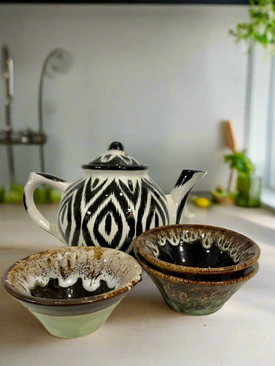 IKAT CERAMIC TEAPOT - CHARCOAL